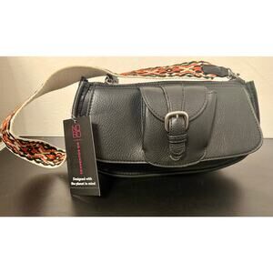 No Boundaries‎ Women's Buckle-Detailed Saddle Mini Bag Black
